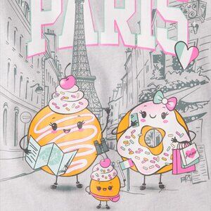 Donuts in Paris Grey Graphic Tee - Girls Sz 10